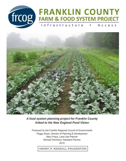 Cover of Franklin County Farm and Food System Project Plan - includes image of greens growing on a farm.